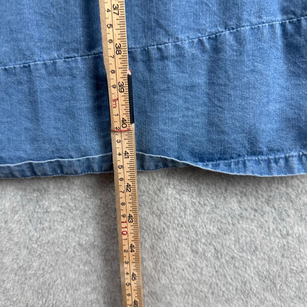 Coldwater Creek Chambray Dress Size XL Tencel Western Sleeveless Pintuck Pockets - Picture 9 of 11